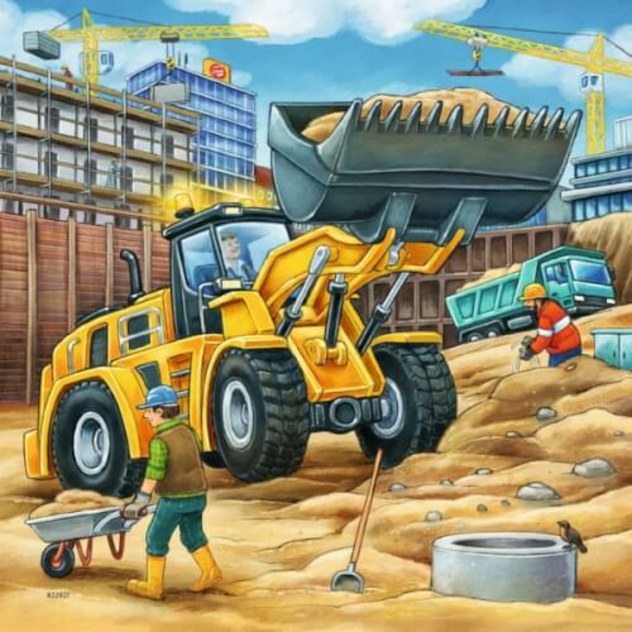 Puzzle-Set "Große Baufahrzeuge", 3x49 Teile