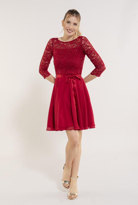 Kleid - Spitze mit Paillette/Chiffo
