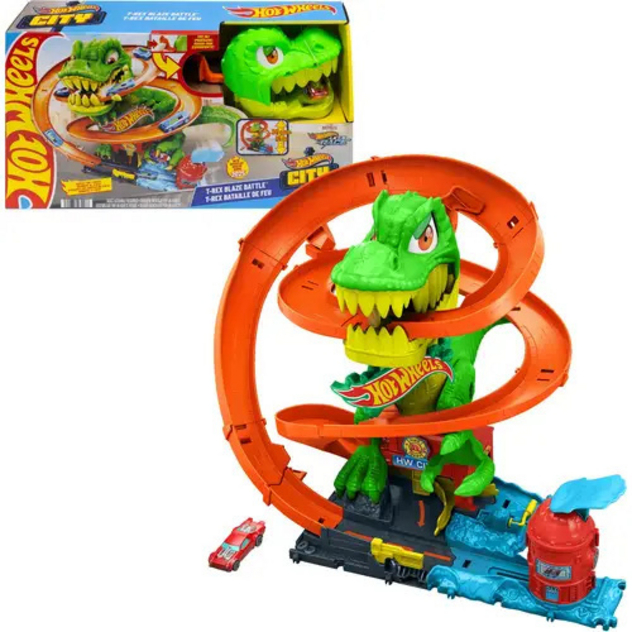 Hot Wheels City "T-Rex vs. Fire Station"