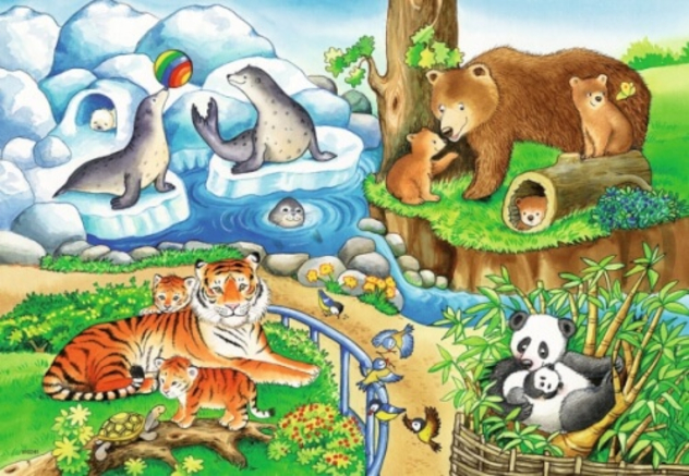 Tiere im Zoo     2 X12 Teile