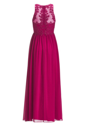 Hochgeschlossenes Chiffonkleid mit Stickerei