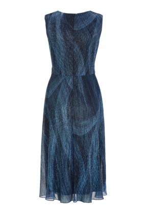 Plissiertes Kleid mit Metallicfäden