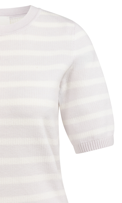 Strickpullover mit Streifenmuster und kurzen Ärmeln