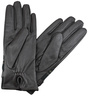 Schwarze Lederhandschuhe mit gerafftem Handgelenk und dunklem Strickbündchen
