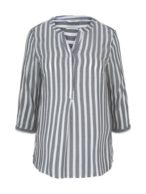 Plus - Gestreifte Henleybluse mit LENZING(TM) ECOVERO(TM)