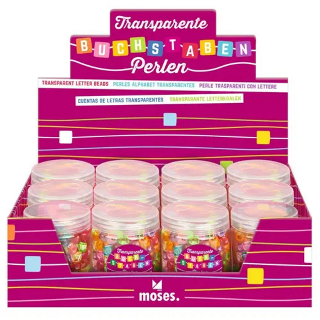 Transparente Buchstabenperlen Displ