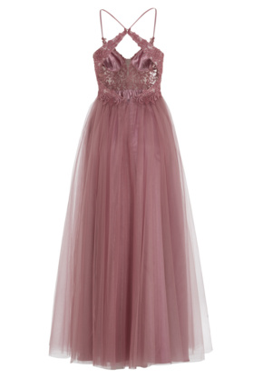 Tüll-Abendkleid mit Spitzenstickerei