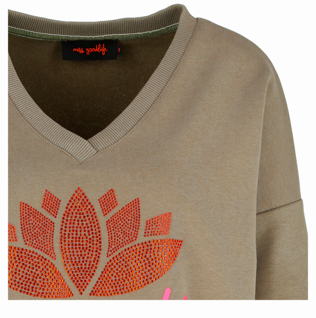Pullover "Namasté Strass" mit V-Ausschnitt