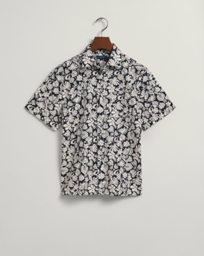 TROPICAL LEAVES PRINT SS SHIRT