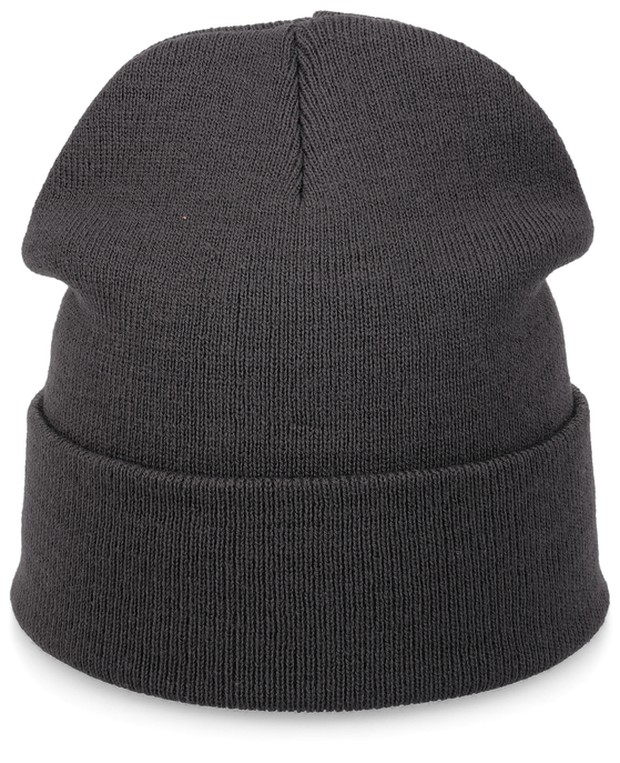 Schwarze Strickmütze mit umgeschlagenem Rippbündchen