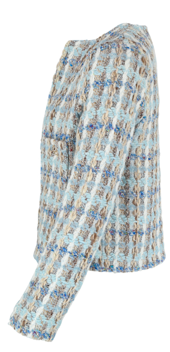 Damen Bouclé-Jacke Cropped Rundhals