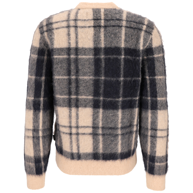 Gestrickter Rollkragenpullover in Beige und Anthrazit mit großem Karomuster