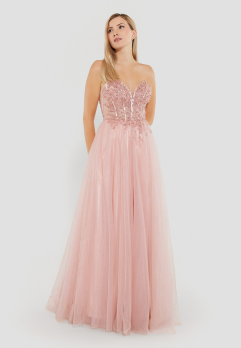 Abendkleid aus besticktem Tüll