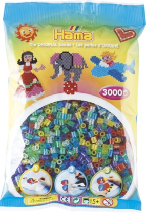 Bügelperlen "Transparent Glitter", 3000 Stk.