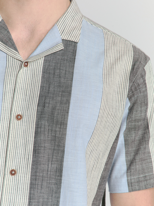 Shirt Short Sleeve Revers Collar Slub Mu