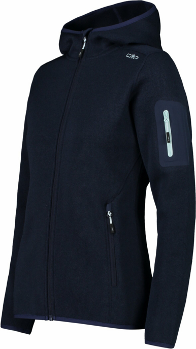 Schwere Fleecejacke Knit-Tech in melierter Optik mit Kapuze