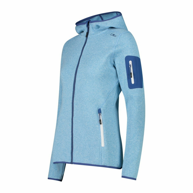 Schwere Fleecejacke Knit-Tech in melierter Optik mit Kapuze