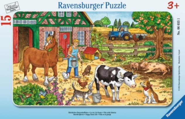 Ravensburger 06035 Rahmenpuzzle Glückliches Bauernhofleben 15 Teile