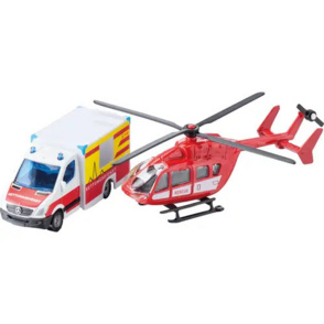 Einsatzfahrzeug-Set "Mercedes-Benz Rettungswagen und Helikopt", 1748