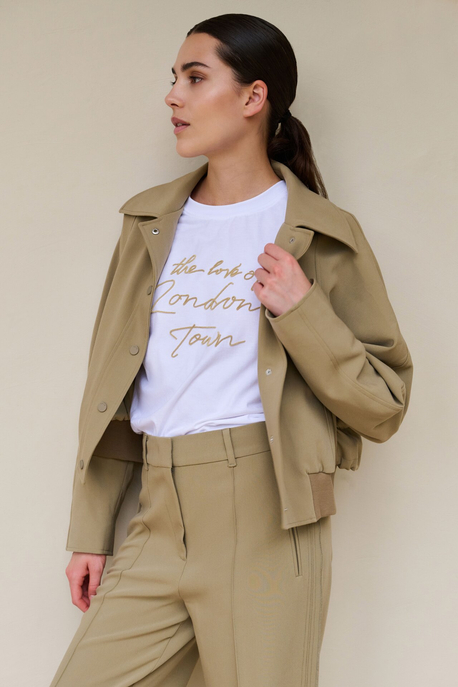 Kurze Oversize-Jacke mit geripptem Saum