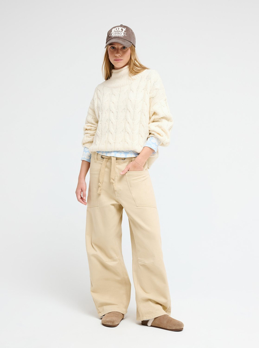 Zopfmuster-Pullover "Kindness is Key"