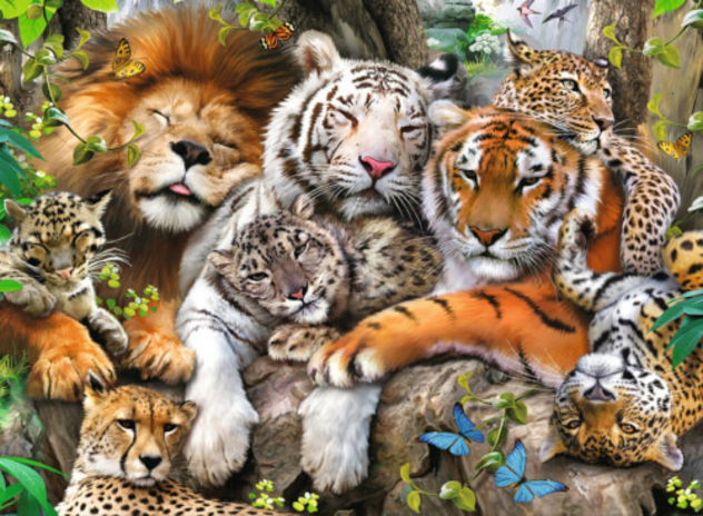 Puzzle "Schmusende Raubkatzen", 200 Teile