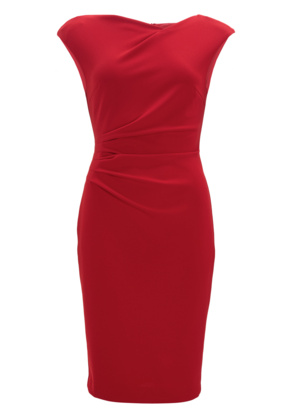 Etui Kleid aus Crepe Jersey mit Dra