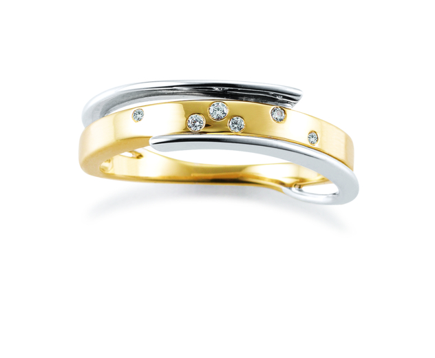 Ring mit 6 Brillanten, bicolor