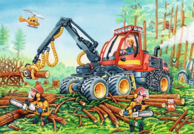 Puzzle "Bagger und Waldtraktor", 2x24 Teile