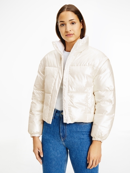 2-in-1 Steppjacke in Perlglanz-Optik