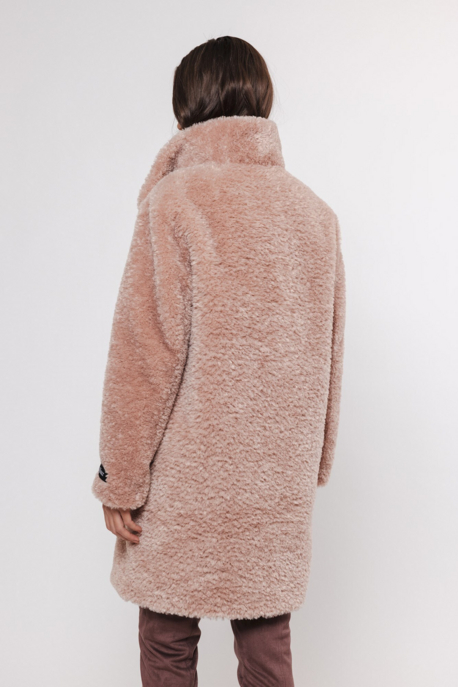 Faux Fur Coat Teddy MÃ¤ntel Damen Faux Fur Coat Rosa Teddy Mantel