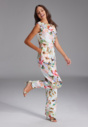 Jumpsuit aus leichtem Scuba mit Blumendruck und Drapierung