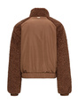 Braune Teddyjacke mit glattem, wattiertem Rückeneinsatz und elastischen Bündchen.