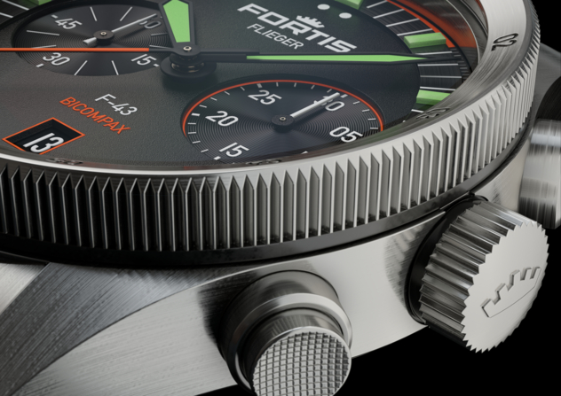 Uhr "FLIEGER F-43 BICOMPAX ORIGINAL AUF BLOCK BRACELET"