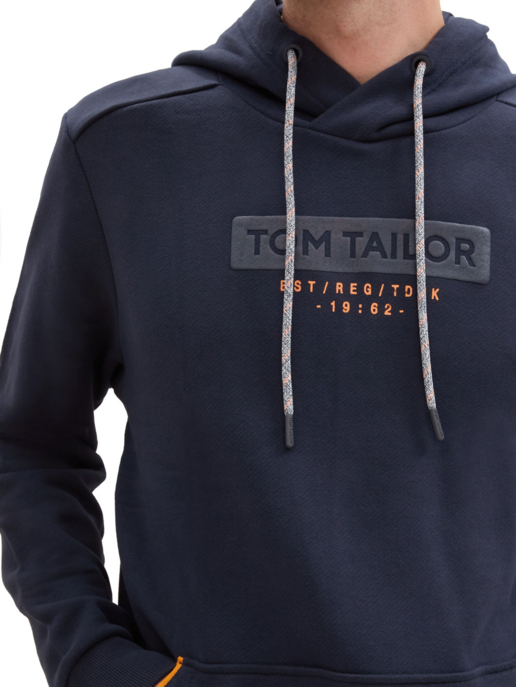 Tom Tailor Herren Kapuzenpullover Mit Logo-Print – Bequemer Sweat Aus Nachhaltigem Material