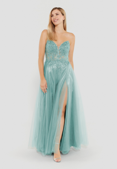 Abendkleid aus besticktem Tüll