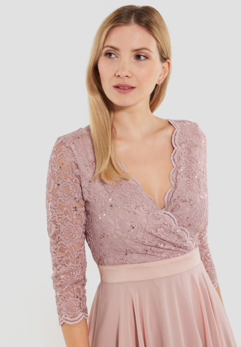 Cocktailkleid aus Material-Mix