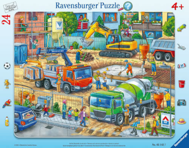 Rahmenpuzzle "Auf der Baustelle ist was los!", 24 Teile