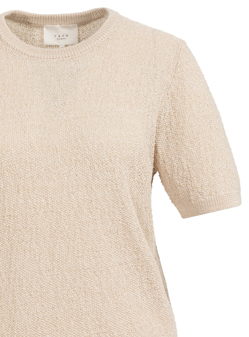 Strukturierter Strickpullover mit kurzen Ärmeln