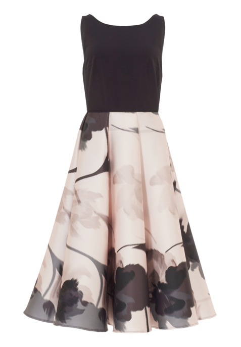 Cocktail Kleid aus bedrucktem Twill