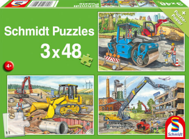 Puzzle "Meine liebsten Baustellenfahrzeuge", 3x48 cm