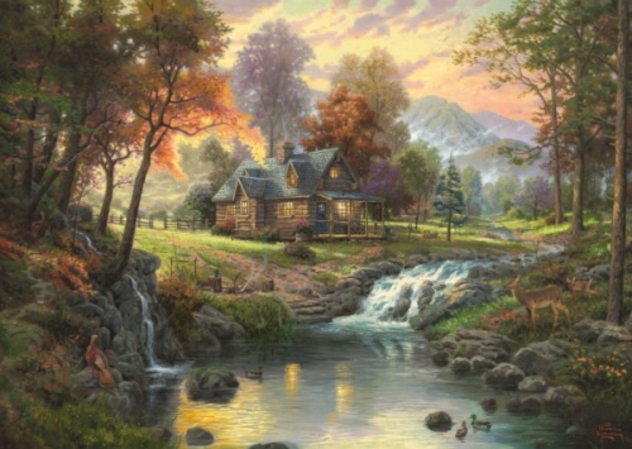 Puzzle "Thomas Kinkade: Holzhaus am Bach", 1000 Teile