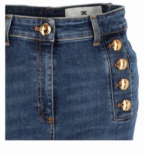 Jeans mit Schlagbein und Knopfleiste