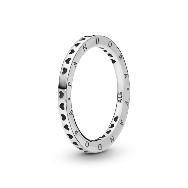 Heart silver logo ring