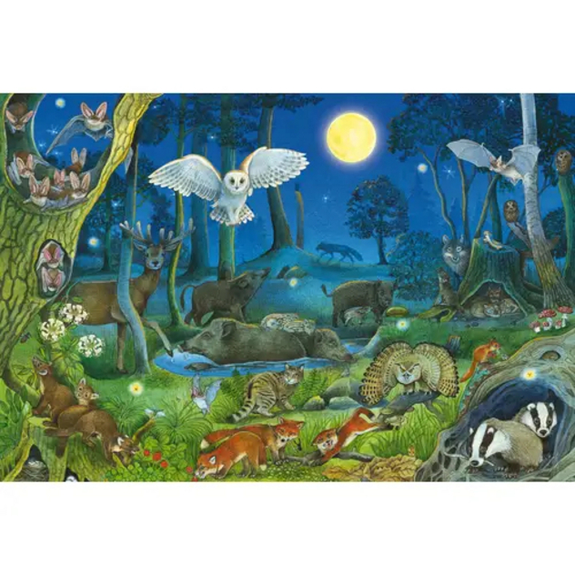 Puzzle "Tiere nachts im Wald", 100 Teile