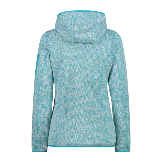 Schwere Fleecejacke Knit-Tech in melierter Optik mit Kapuze
